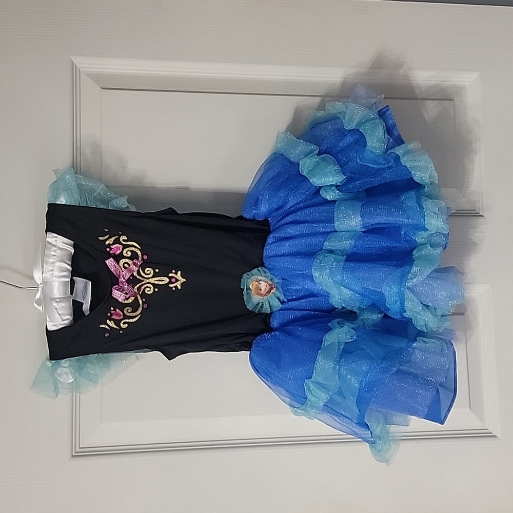 Child Anna Frozen dress and mittens, size S 4-6 NWOT